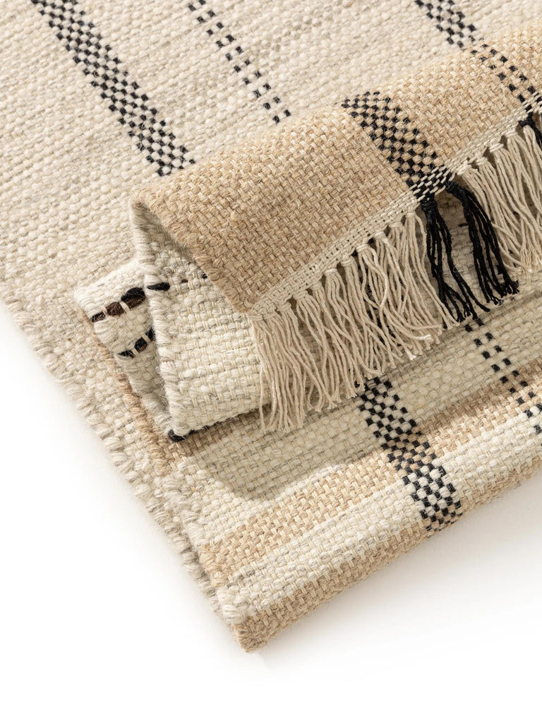 Tapis berbère trame tartan beige en laine 200x300 cm