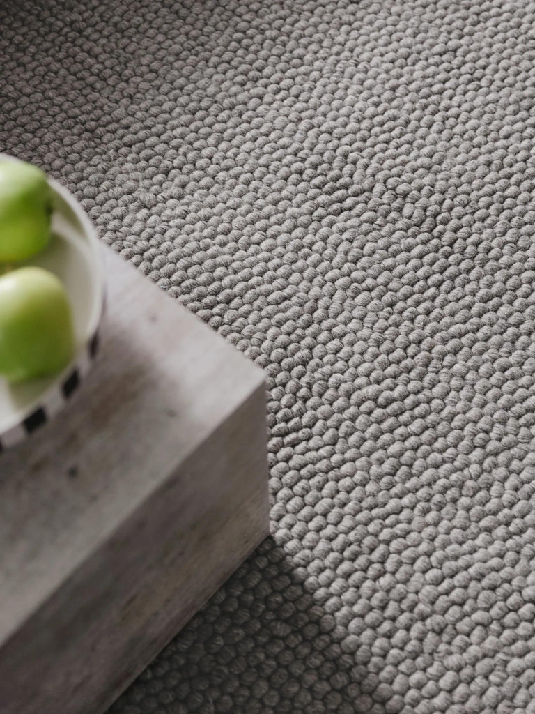 Tapis moderne uni gris en laine 80x150 cm