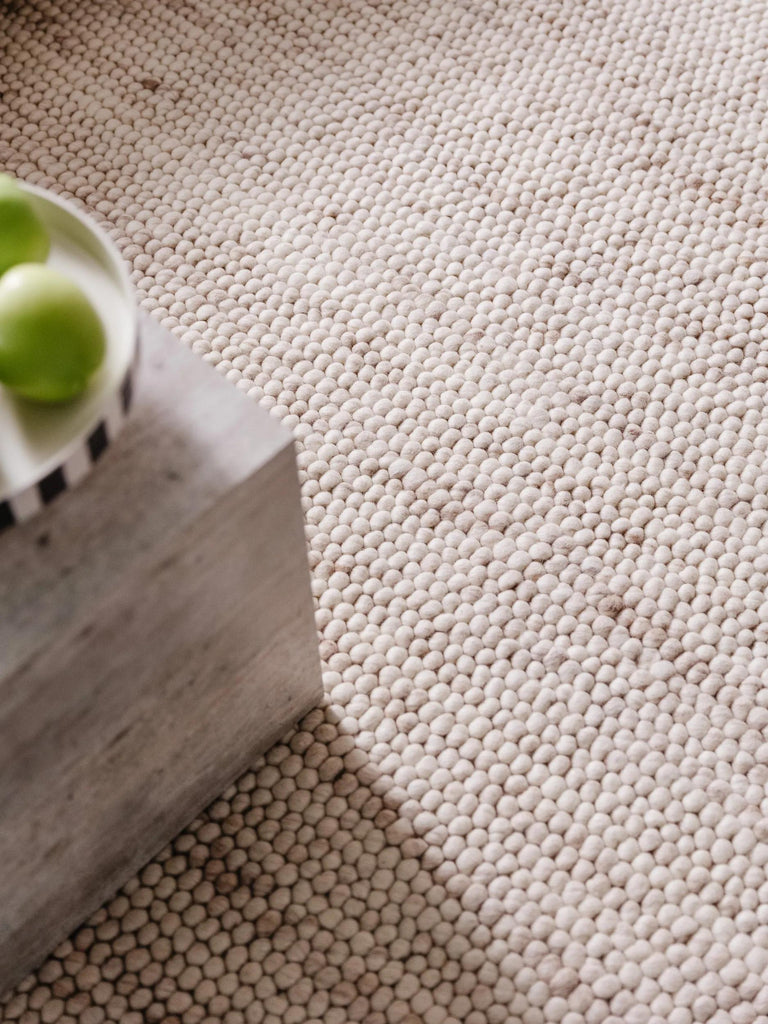 Tapis moderne uni beige en laine 80x150 cm