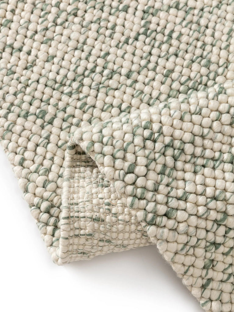 Tapis moderne chiné enfant vert et beige en laine 90x130 cm