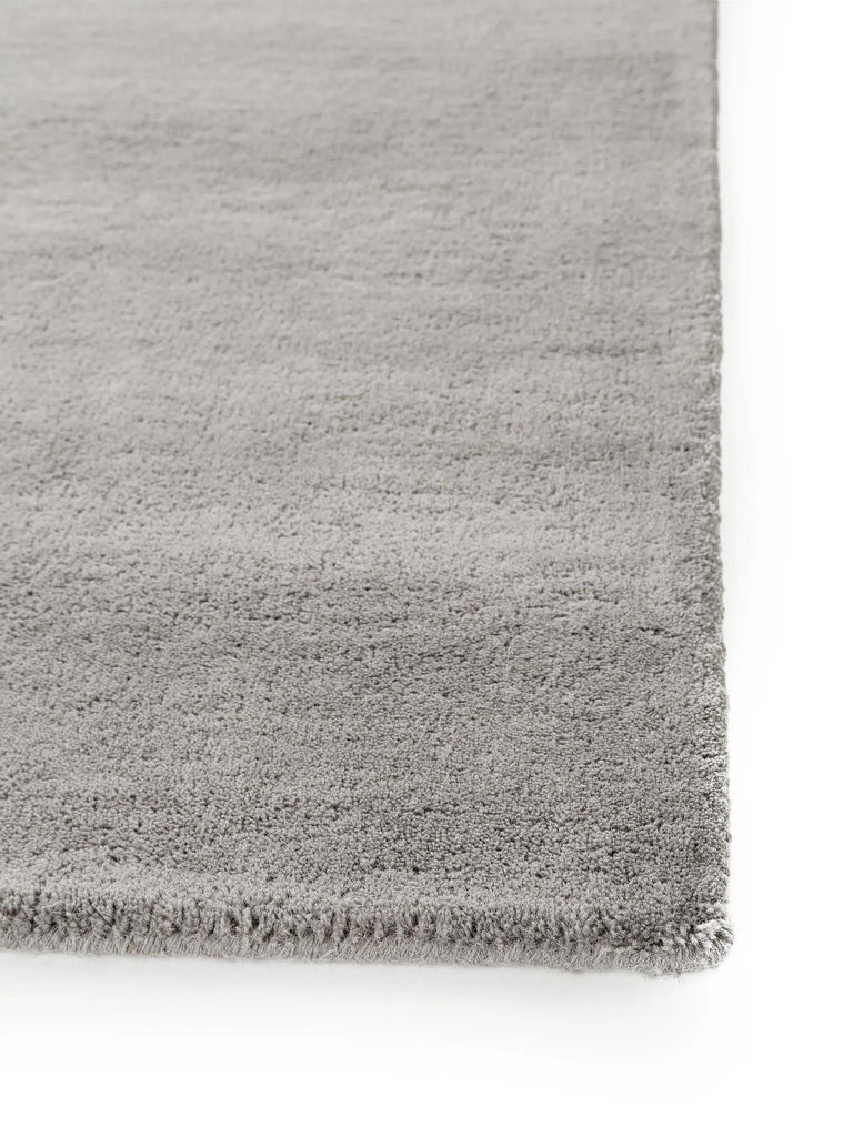 Tapis moderne uni descente de lit gris en laine 70x200 cm