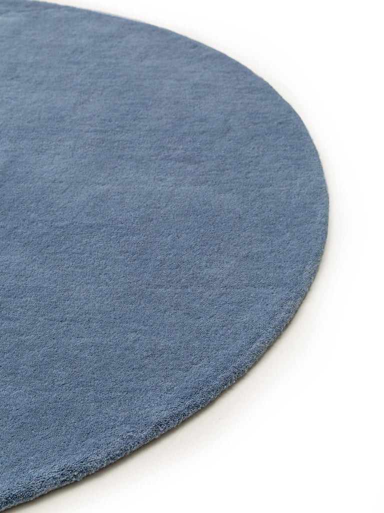 Tapis moderne uni rond bleu gris en laine 150 cm de diamètre