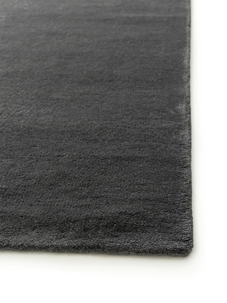 Tapis moderne uni descente de lit gris foncé en laine 80x250 cm