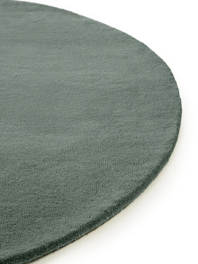 Tapis moderne uni rond vert en laine 200 cm de diamètre
