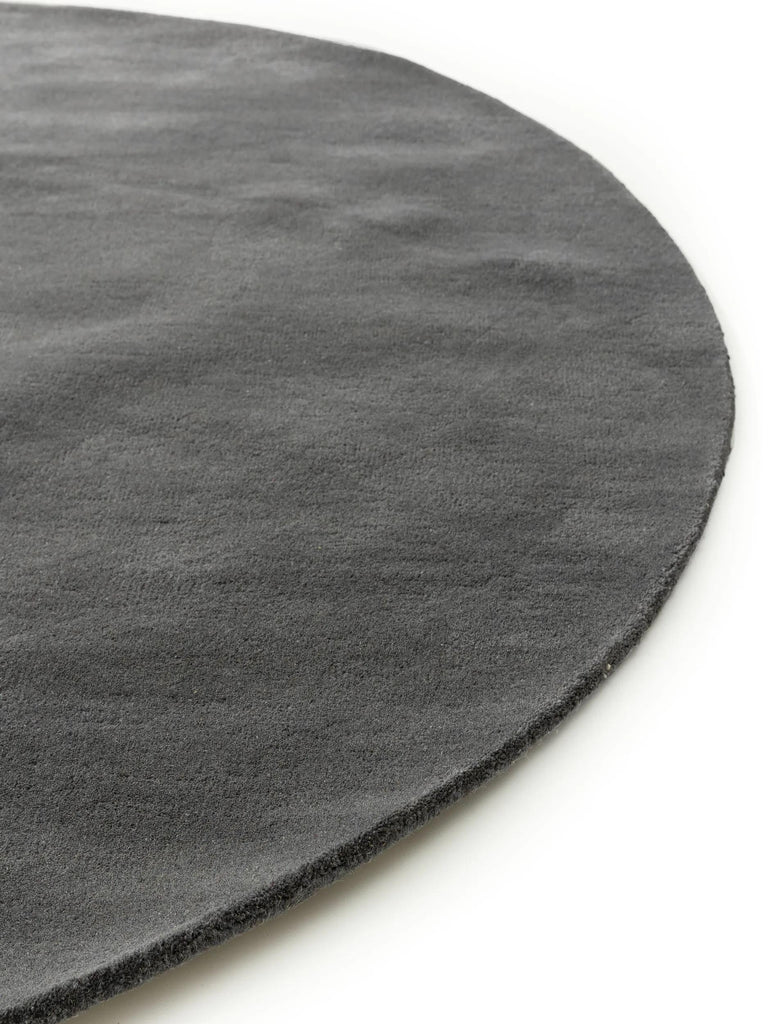 Tapis moderne uni rond gris foncé en laine 150 cm de diamètre