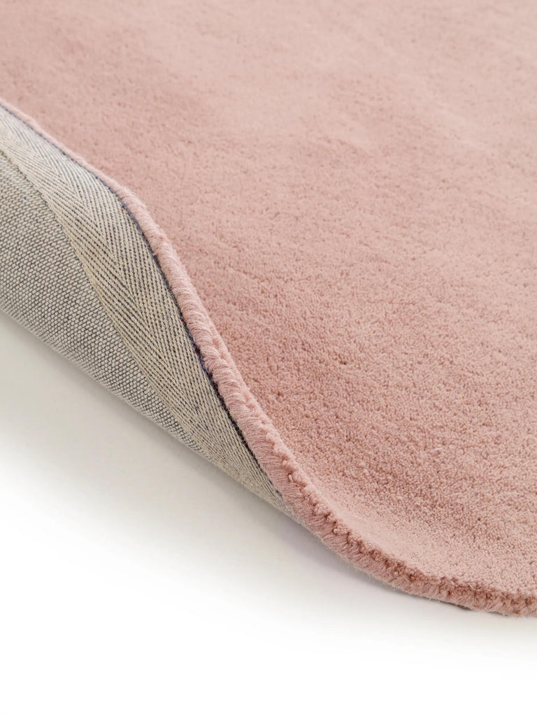 Tapis moderne uni rond rose en laine 100 cm de diamètre