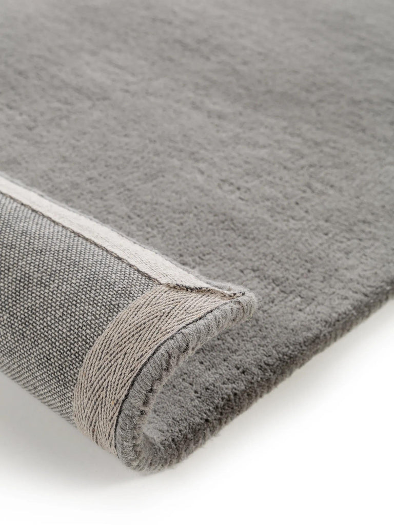 Tapis moderne uni descente de lit gris en laine 80x250 cm