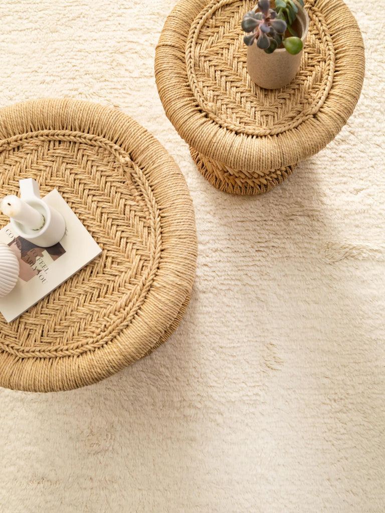 Tapis berbère uni crème en laine 120x170 cm