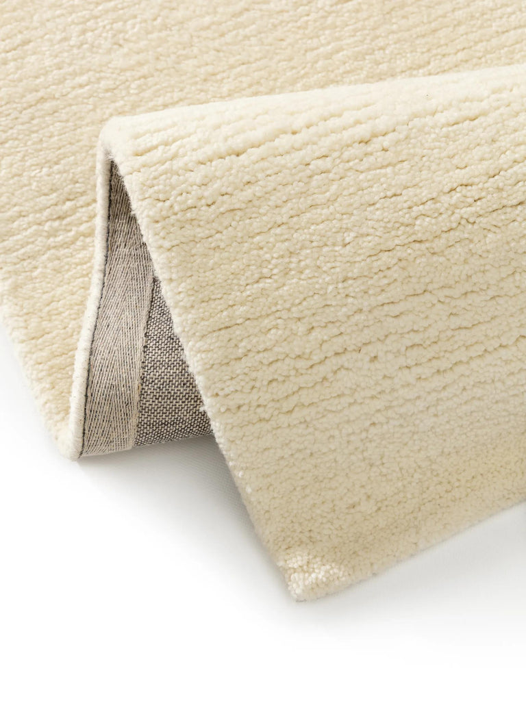 Tapis berbère uni descente de lit crème en laine 80x250 cm