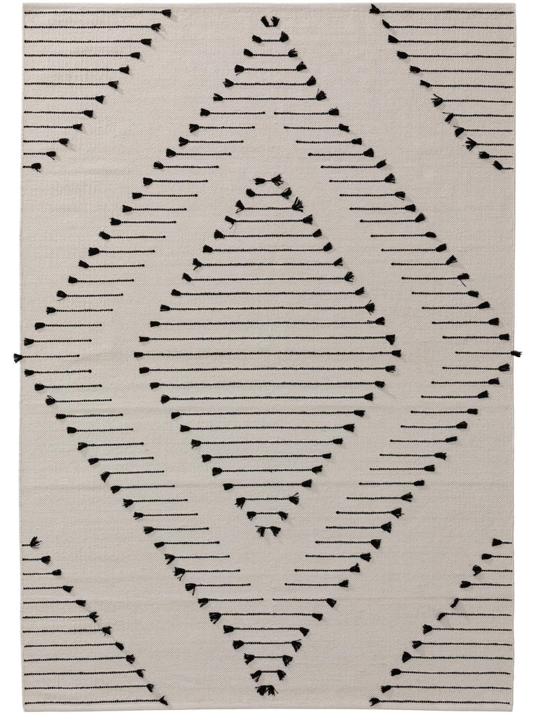 Tapis berbère motif ethnique enfant beige et noir en coton 160x230 cm