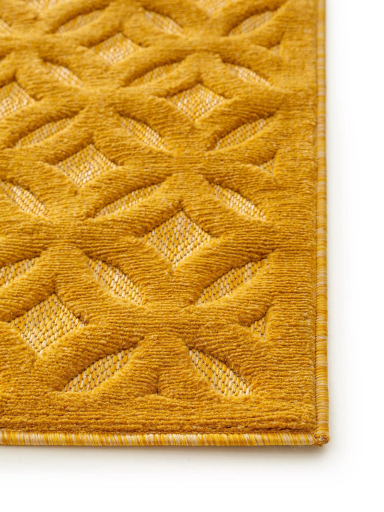 Tapis géométrique motif rosace jaune d'intérieur et d'extérieur 240x340 cm