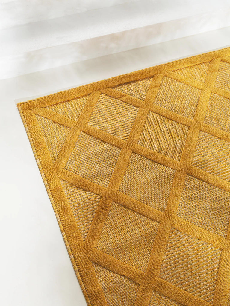 Tapis géométrique jaune d'intérieur et d'extérieur 200x290 cm