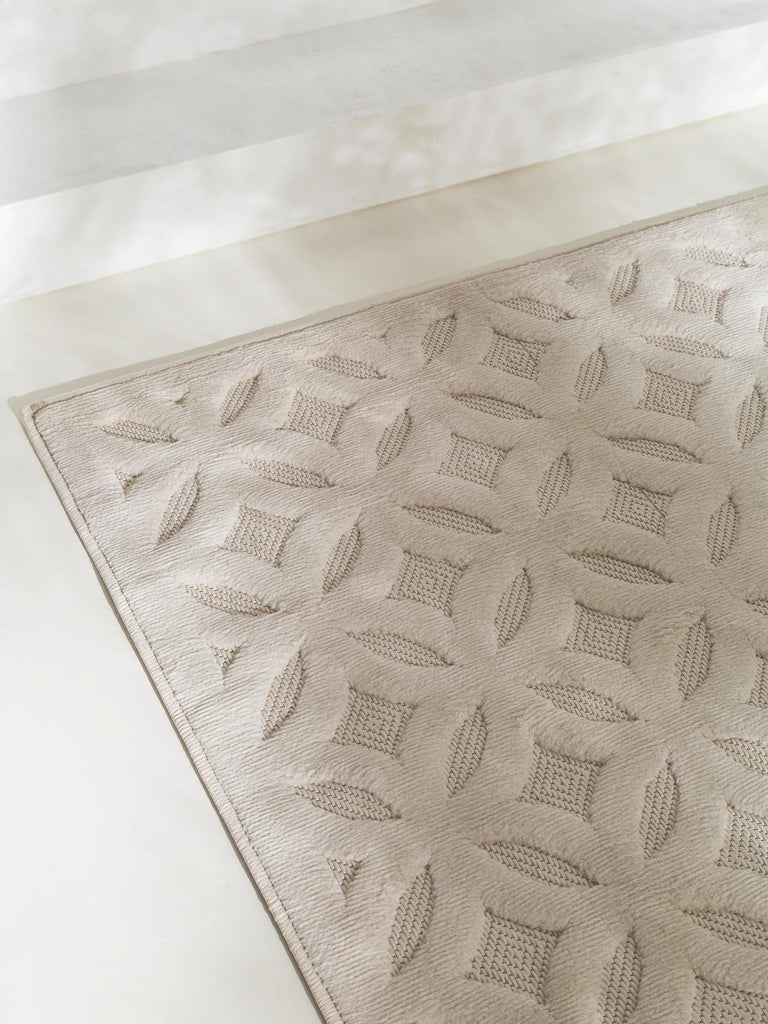 Tapis géométrique motif rosace crème d'intérieur et d'extérieur 200x290 cm