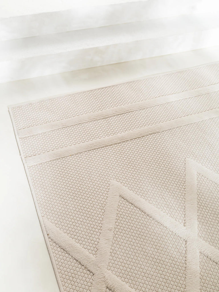 Tapis géométrique motif berbère crème d'intérieur et d'extérieur 80x150 cm