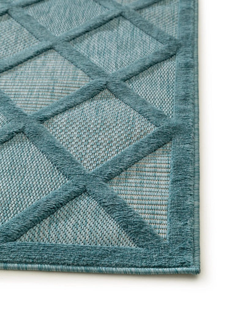 Tapis géométrique turquoise d'intérieur et d'extérieur 80x150 cm