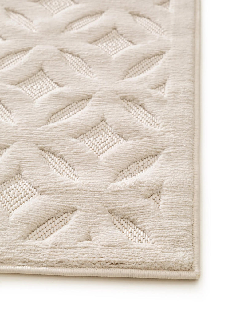 Tapis géométrique motif rosace crème d'intérieur et d'extérieur 120x170 cm
