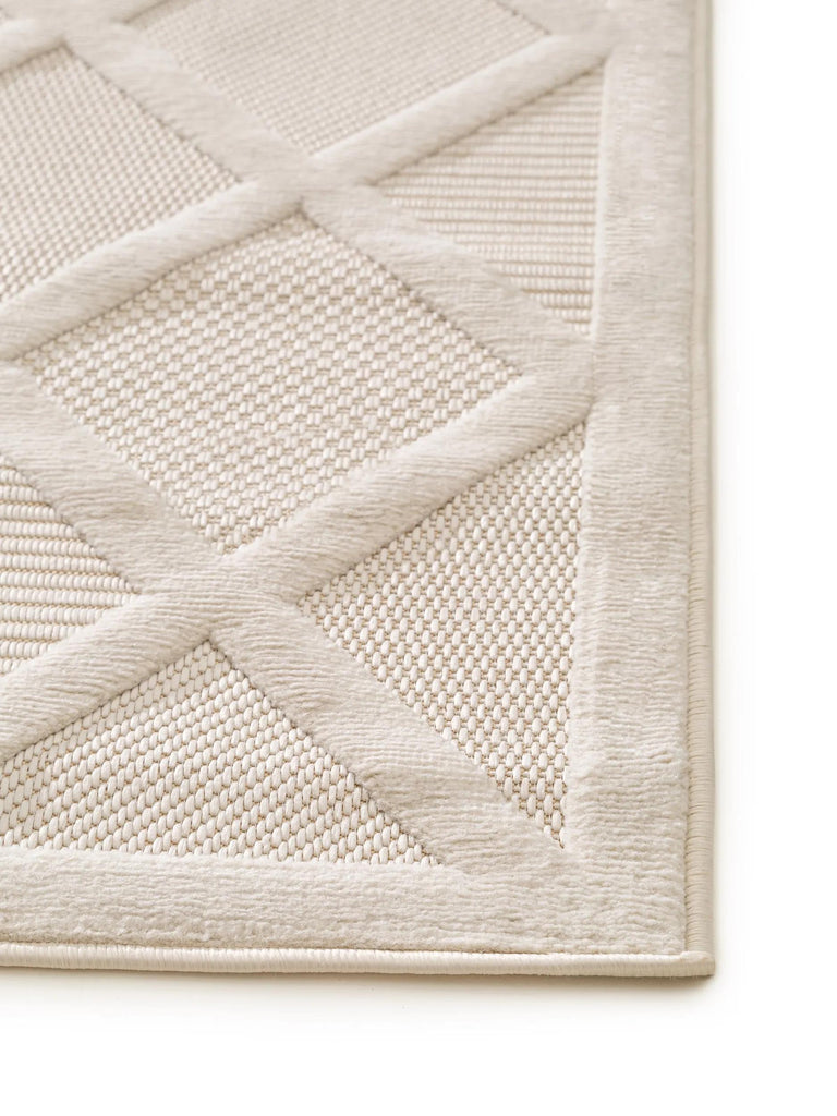 Tapis géométrique crème d'intérieur et d'extérieur 80x150 cm