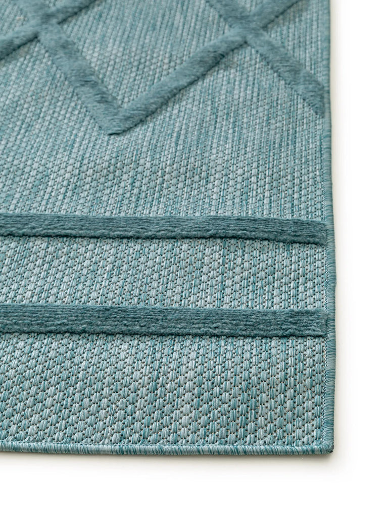 Tapis géométrique motif berbère turquoise d'intérieur et d'extérieur 80x150 cm