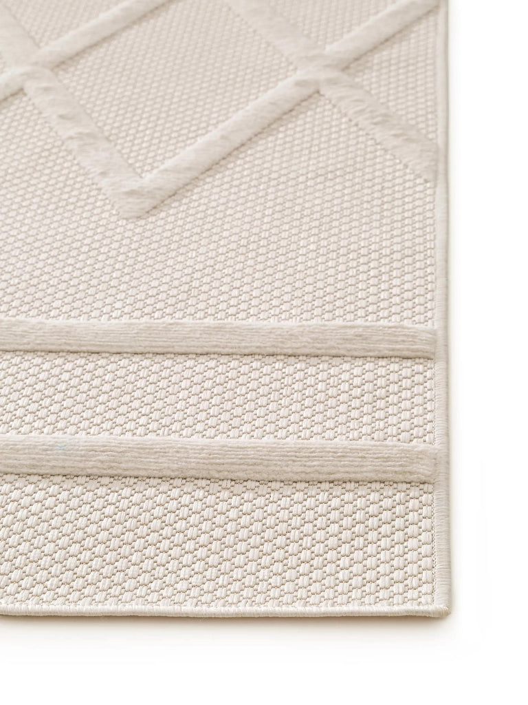 Tapis géométrique motif berbère crème d'intérieur et d'extérieur 80x150 cm