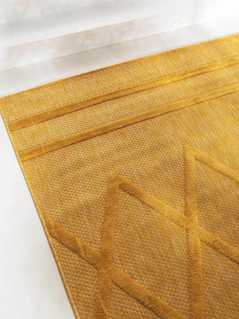 Tapis géométrique motif berbère jaune d'intérieur et d'extérieur 200x290 cm