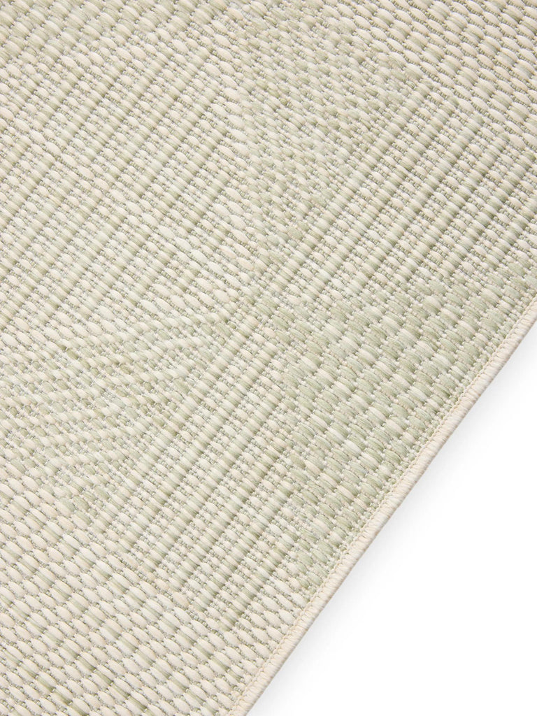 Tapis géométrique inspiration ethnique de couloir gris et vert d'intérieur et d'extérieur 80x250 cm