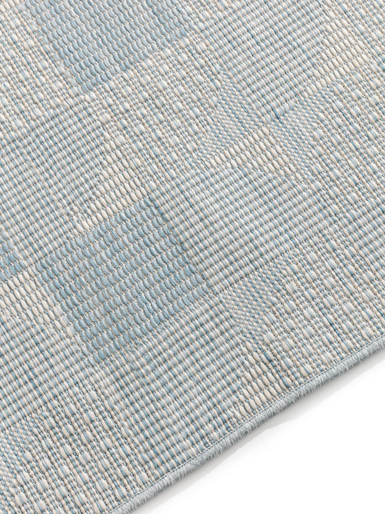 Tapis géométrique motif patchwork de couloir bleu d'intérieur et d'extérieur 80x250 cm