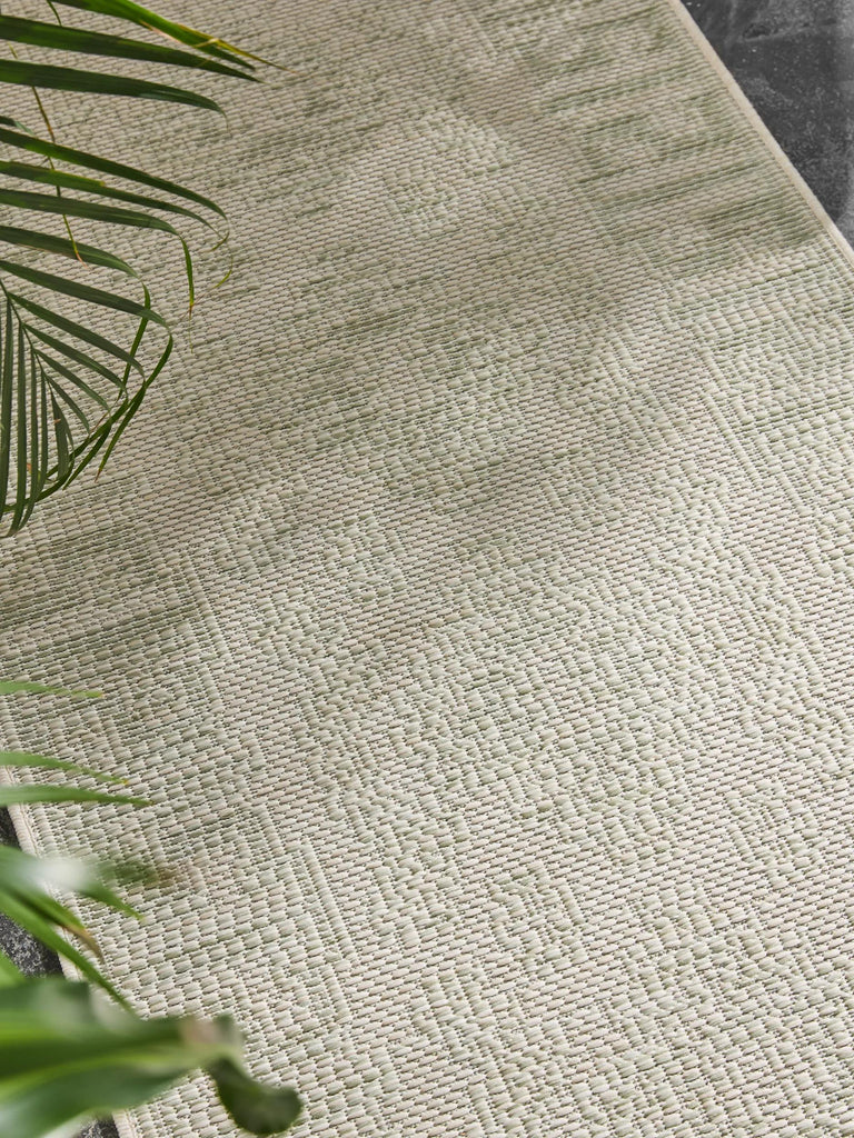 Tapis ethnique de couloir vert et gris d'intérieur et d'extérieur 80x250 cm