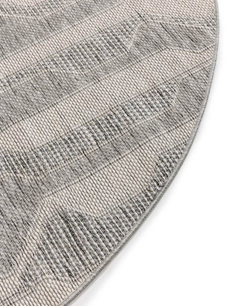 Tapis géométrique rayé rond gris d'intérieur et d'extérieur 160 cm de diamètre