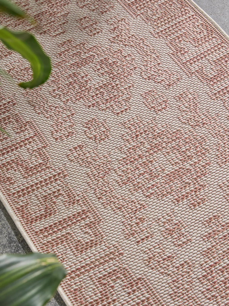 Tapis ethnique de couloir terracotta d'intérieur et d'extérieur 80x250 cm