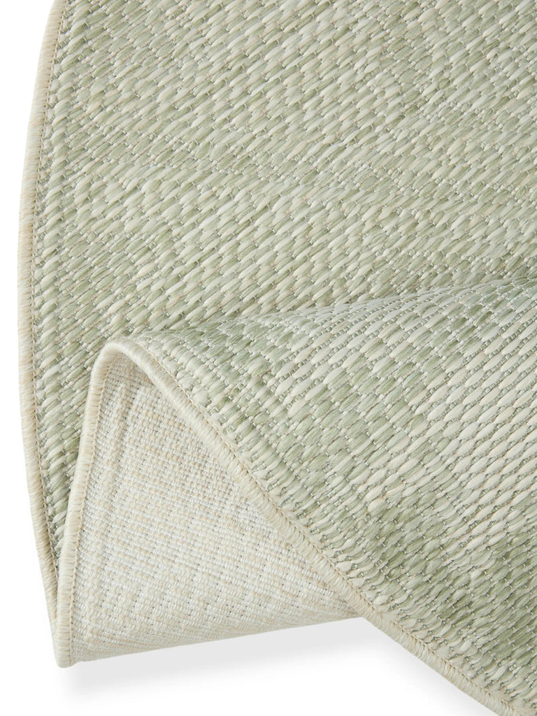 Tapis ethnique rond vert et gris d'intérieur et d'extérieur 160 cm de diamètre