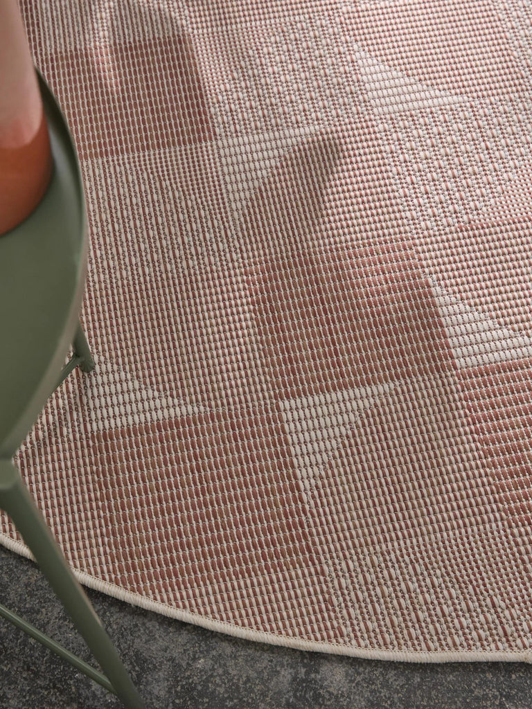 Tapis patchwork rond terracotta d'intérieur et d'extérieur 160 cm de diamètre