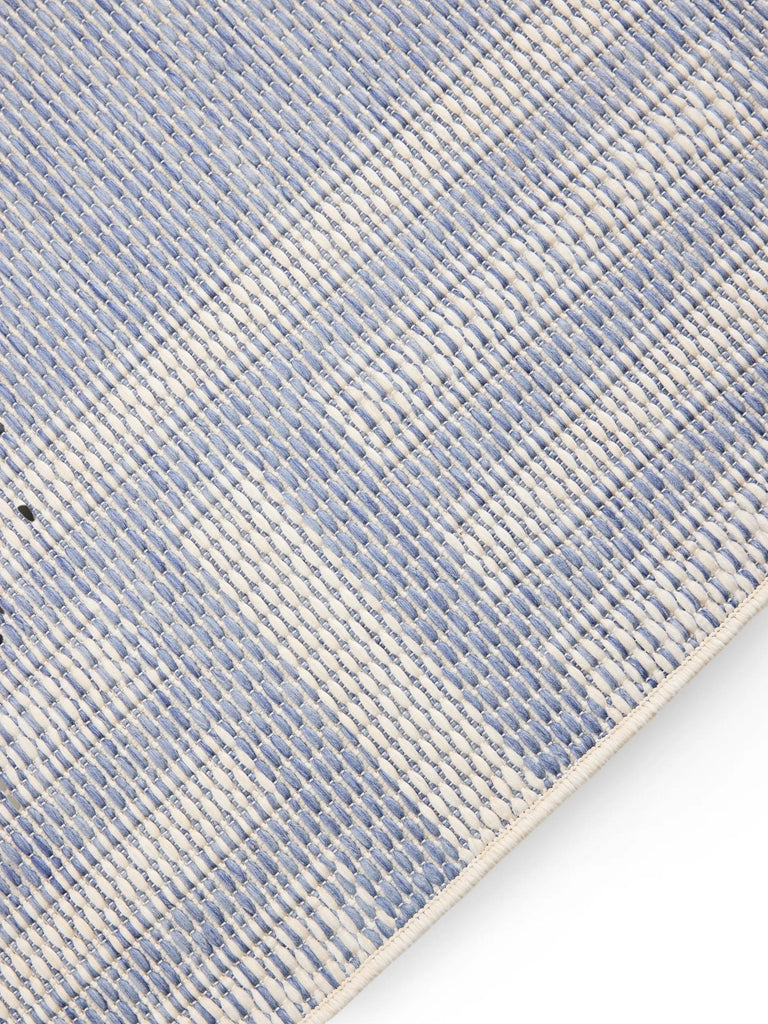 Tapis géométrique labyrinthe de couloir bleu et gris d'intérieur et d'extérieur 80x250 cm