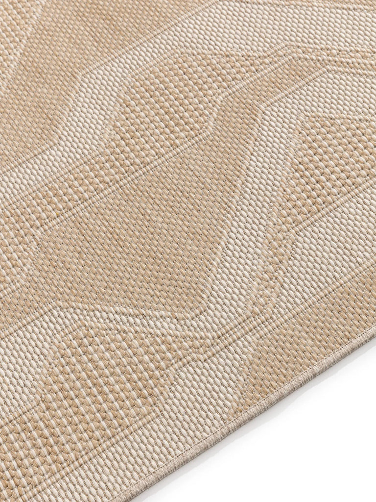 Tapis géométrique rayé beige d'intérieur et d'extérieur 160x230 cm
