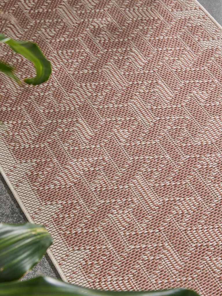 Tapis géométrique motif 3d de couloir terracotta d'intérieur et d'extérieur 80x250 cm