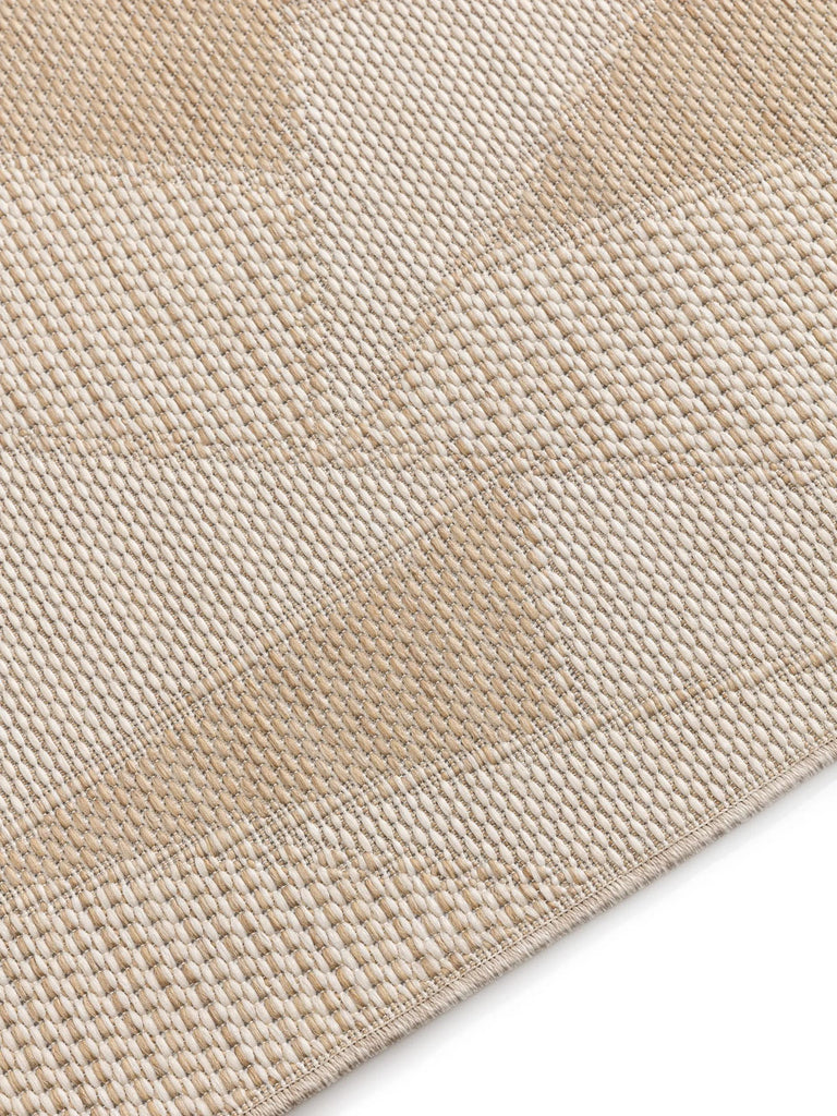 Tapis géométrique motif triangle de couloir beige d'intérieur et d'extérieur 80x250 cm