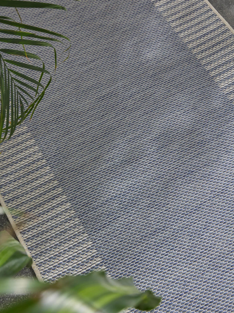 Tapis scandinave uni de couloir bleu gris d'intérieur et d'extérieur 80x250 cm