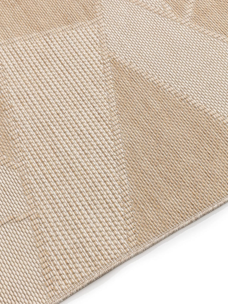 Tapis géométrique motif triangle beige d'intérieur et d'extérieur 140x200 cm