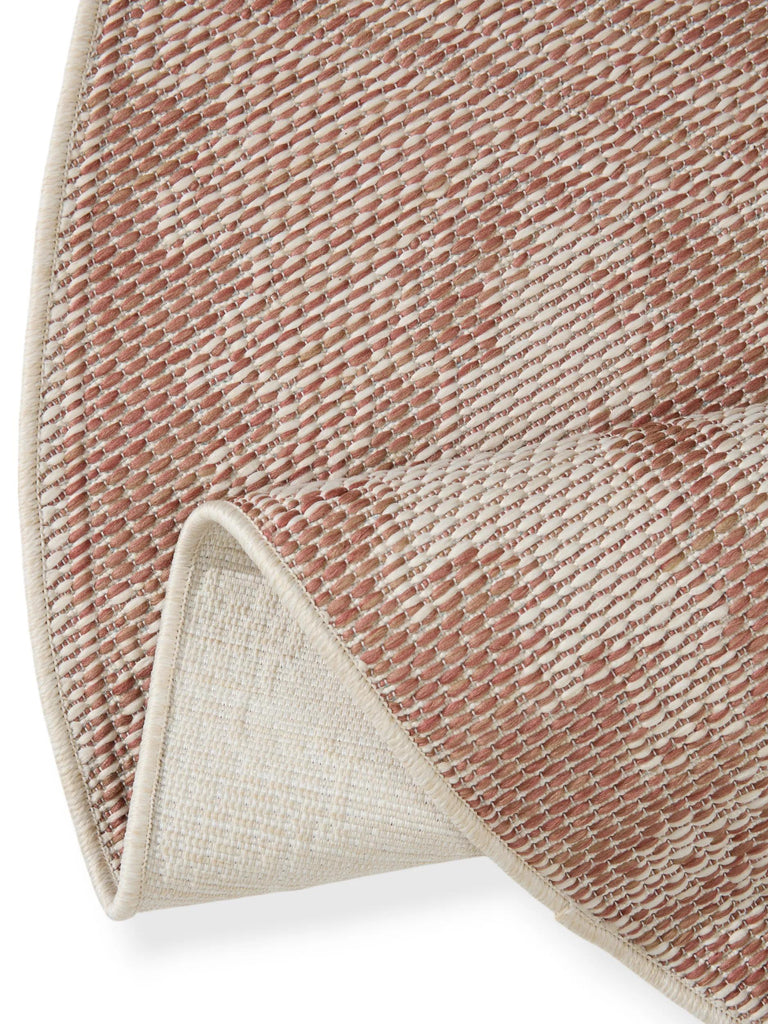 Tapis ethnique rond terracotta d'intérieur et d'extérieur 160 cm de diamètre