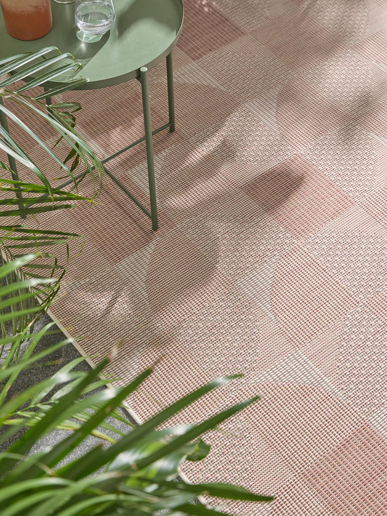 Tapis patchwork de couloir terracotta d'intérieur et d'extérieur 80x250 cm