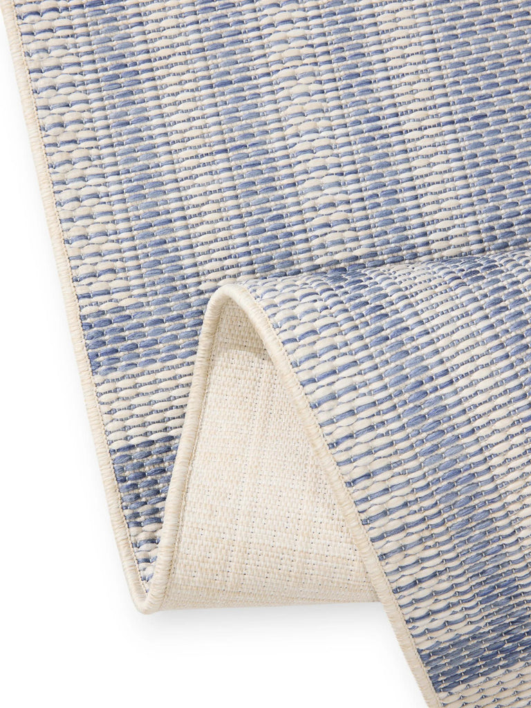 Tapis géométrique labyrinthe de couloir bleu et gris d'intérieur et d'extérieur 80x250 cm