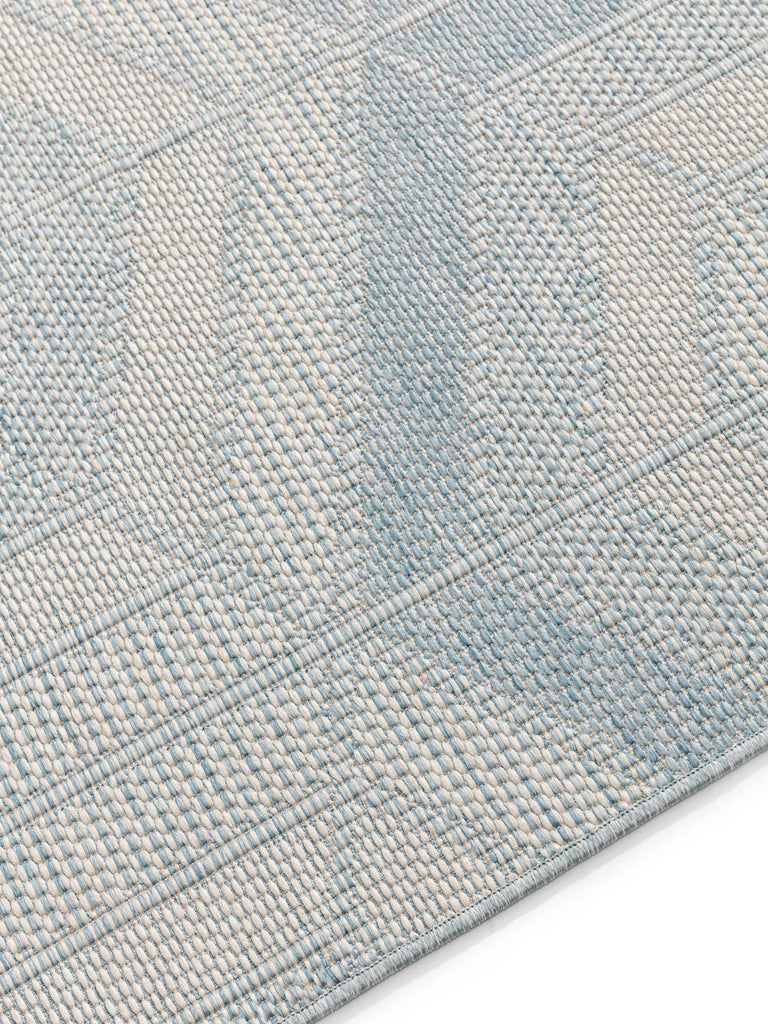 Tapis géométrique motif nid d'abeille bleu et beige d'intérieur et d'extérieur 80x150 cm