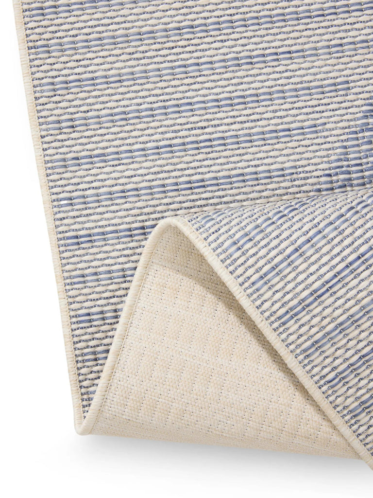 Tapis géométrique inspiration ethnique gris et bleu d'intérieur et d'extérieur 140x200 cm