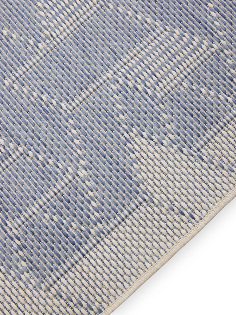 Tapis géométrique motif 3d bleu et gris d'intérieur et d'extérieur 80x150 cm