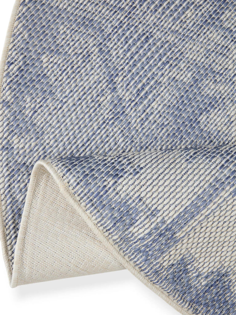 Tapis ethnique rond gris et bleu d'intérieur et d'extérieur 200 cm de diamètre