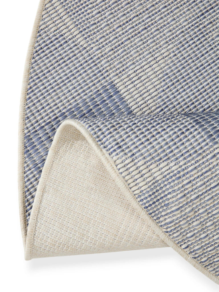 Tapis patchwork rond bleu et gris d'intérieur et d'extérieur 200 cm de diamètre