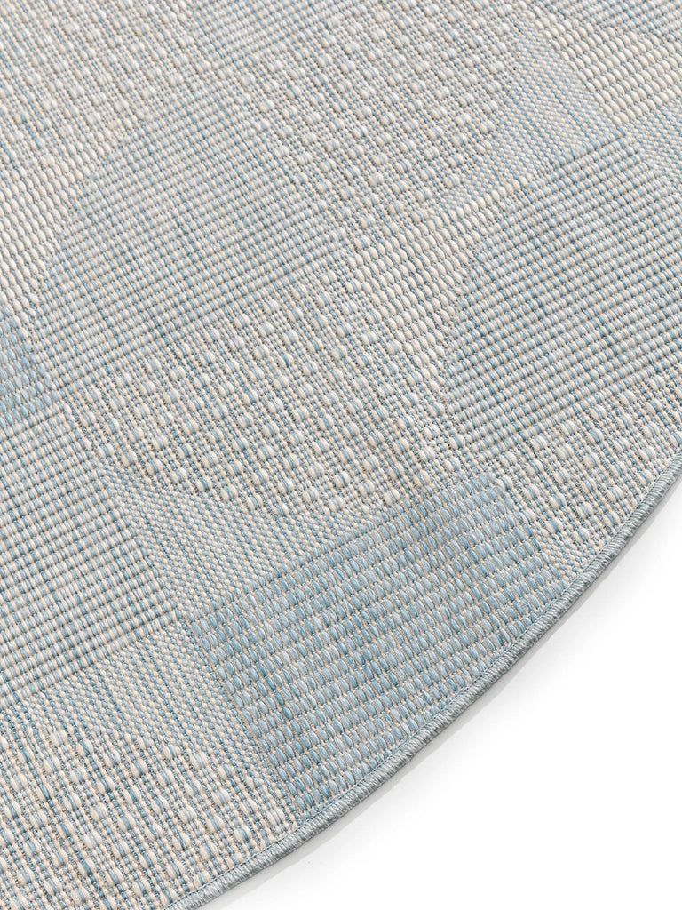 Tapis géométrique motif patchwork rond bleu d'intérieur et d'extérieur 200 cm de diamètre