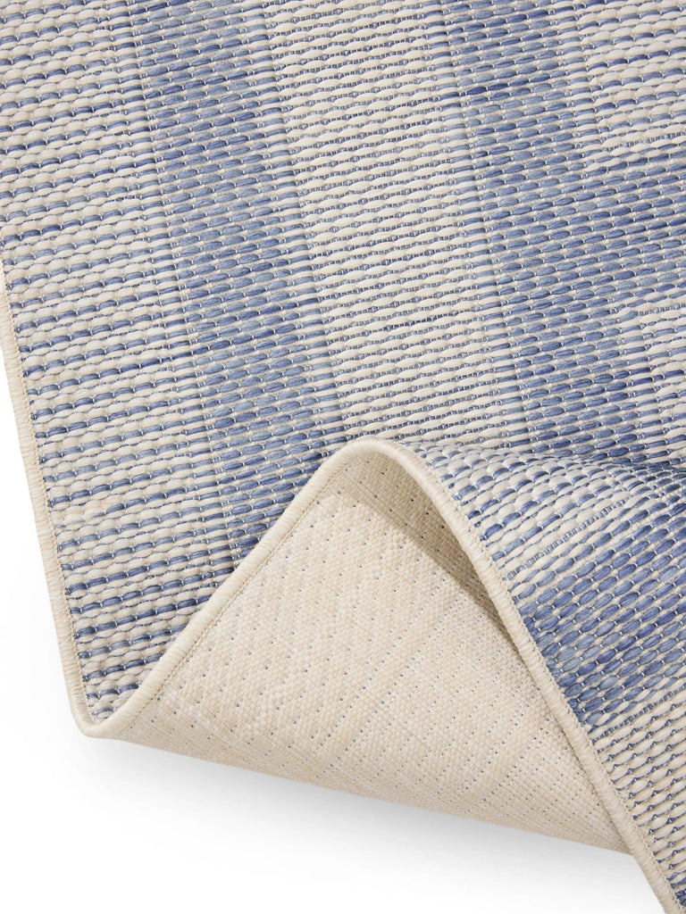 Tapis géométrique labyrinthe bleu et gris d'intérieur et d'extérieur 160x230 cm