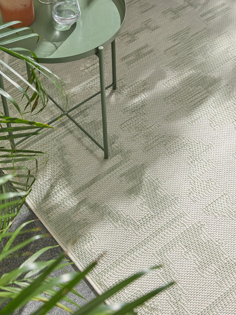 Tapis ethnique vert et gris d'intérieur et d'extérieur 140x200 cm