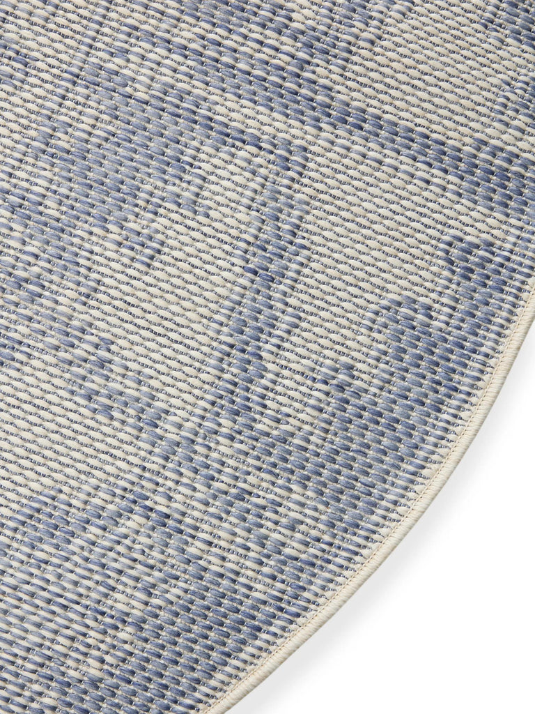 Tapis ethnique rond gris et bleu d'intérieur et d'extérieur 200 cm de diamètre