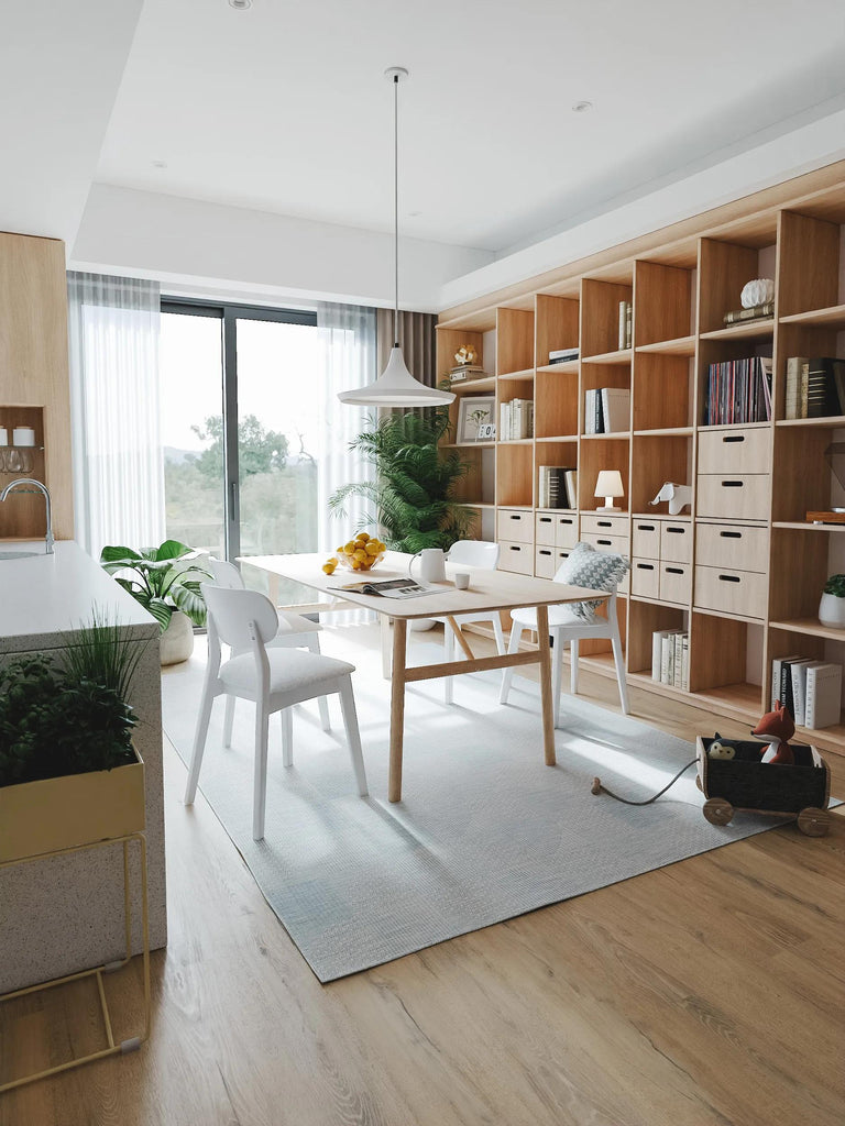 Tapis géométrique motif patchwork bleu d'intérieur et d'extérieur 120x170 cm